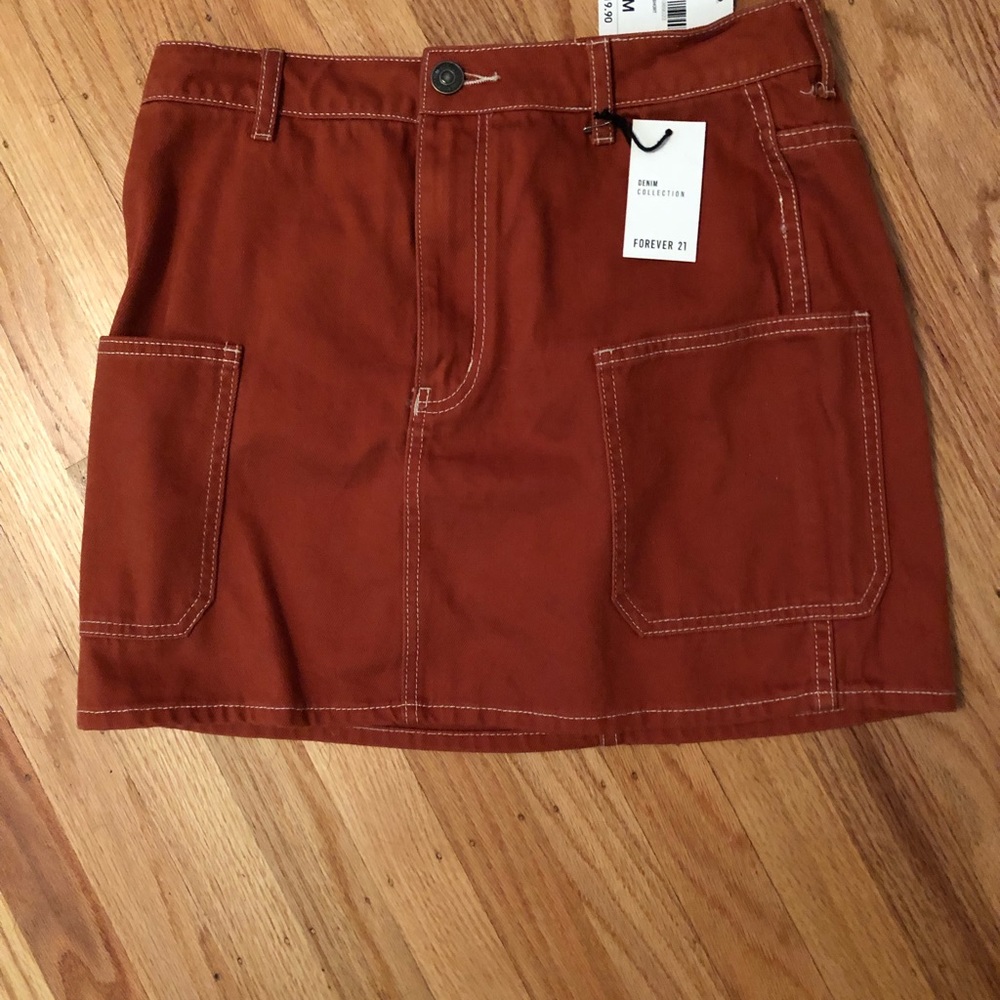 Burnt Orange Forever 21 Denim Skirt